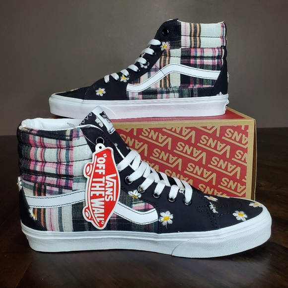 Vans Sk8-Hi Floral Plaid Patchwork Women Size 10, Men Size 8.5 - Picture 2 of 11